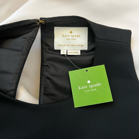 Kate Spade Black White SATIN FAILLE Bow Dress NWT B4/4 - Picture 10 of 15